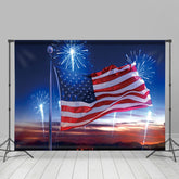 Lofaris American Flag Blue Spark Independence Day Backdrop